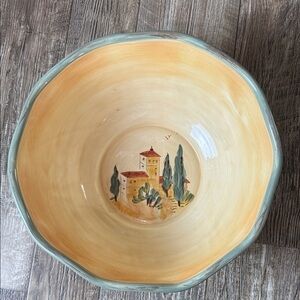 Certified International Tuscan Lands -Painted Ceramic Bowl with Scenic Design